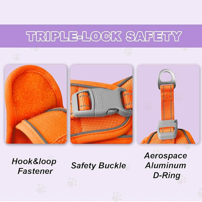 Cat Harness and Leash Set,Escape Proof Kitten Harness,Step in Adjustable Soft Lightweight,Easy Control,Reflective Strips Comfortable for Walking Travel(Orange,XXXS)