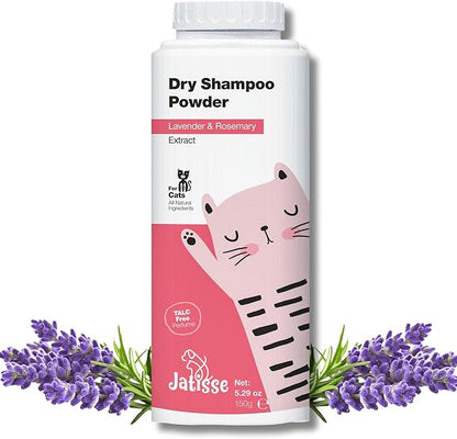 Jatisse Cat Dry Shampoo Powder with Lavender and Rosemary for Cats 5.29 fl. oz| Grooming for Cat | Kitten Sensitive Skin | Cleansing and Moisturizing Perfume and Talc Free (2)