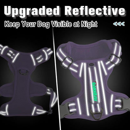 BARKBAY Dog Harness No Pull with ID Tag Pocket - Heavy Duty, Reflective, Easy Control for Large Dogs(Violet Purple,XS)