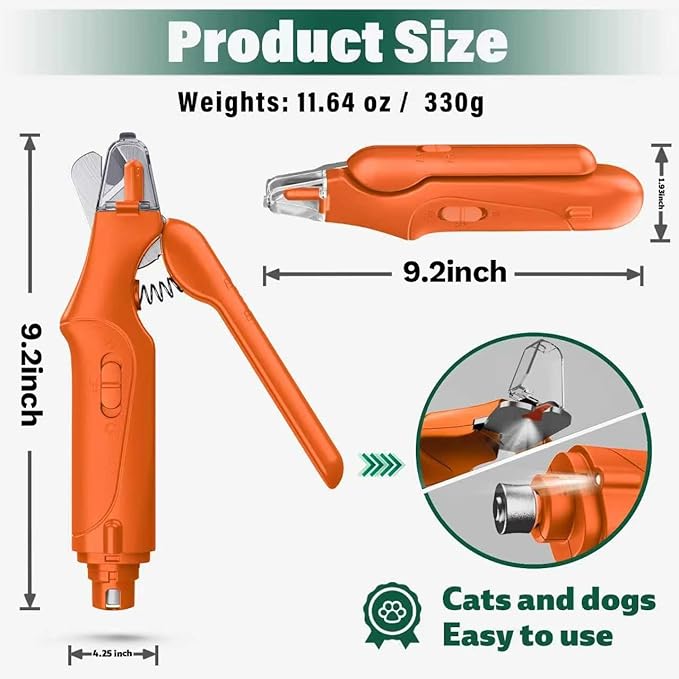 CATPICK 2-in-1 Cat Nail Clippers & Dog Nail Clippers Trimmers for Large Medium Small Dogs Cats Claw Trimmer Quick Sensor and Safety Guard USB Rechargeable with 2 LED Lights Dogs Nail Trimmer