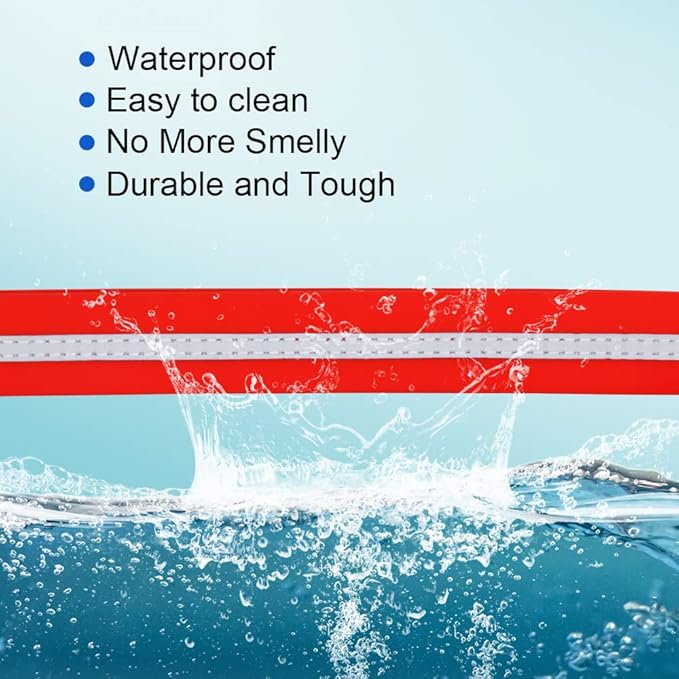 NIMBLE Dog Collar Waterproof Pet Collars Anti-Odor Durable Adjustable PVC & Polyester Soft with Reflective Cloth Stripe Basic Dog Collars S/M/L Sizes (Large (15.35”-24.8”inches), Candy Red)