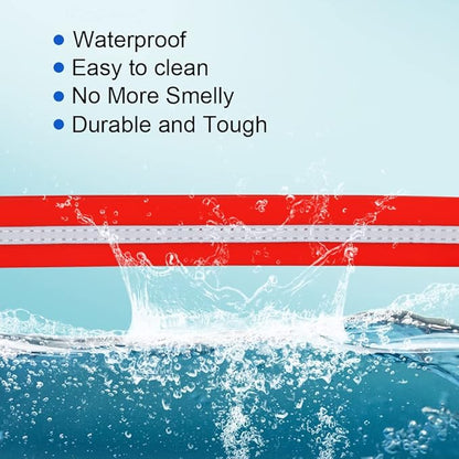 NIMBLE Dog Collar Waterproof Pet Collars Anti-Odor Durable Adjustable PVC & Polyester Soft with Reflective Cloth Stripe Basic Dog Collars S/M/L Sizes (Large (15.35”-24.8”inches), Candy Red)