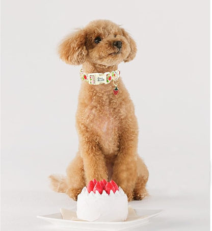 Dog Collar-Cute Strawberry Adjustable Pet Collars Soft Comfortable Spring Puppy Collar Pink Cotton Dog Collars Necklace Gift for X-Small Dogs