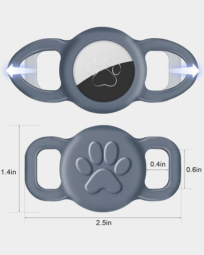 Dynmeow Dog Cat Collar Holder Compatible with Airtag, Anti-Lost Silcione Holder for 3/8 and 5/8 Inch Wide Collars, Grey, S(1 Pack)