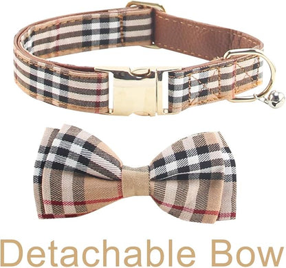 Yizepet Dog Collar and Leash with Bow Tie - Adjustable pet Collar for Dogs with Metal Buckle Collar, Stylish Pattern for Small Medium or Large Boy and Girl Dog and Cat