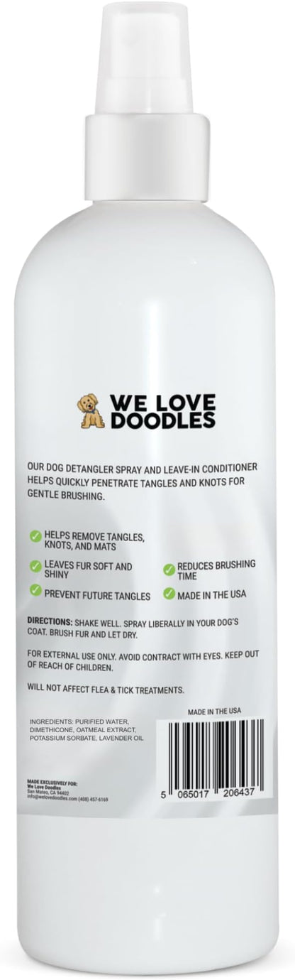We Love Doodles Dog Detangler Spray - Leave-in Conditioner for Dogs - Dog Detangling Spray - Dematting Spray for Dogs - Tangle Remover - Made in The USA (Unscented Hypoallergenic)