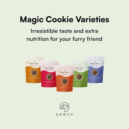 PawCo Dog Treats, Gut Health – Supports Digestion & Sensitive Stomachs – Crunchy Dog Cookies with Postbiotics, Peanut Butter & Apple – Functional & Healthy Rewards for Dogs – Magic Cookie – 8.8oz
