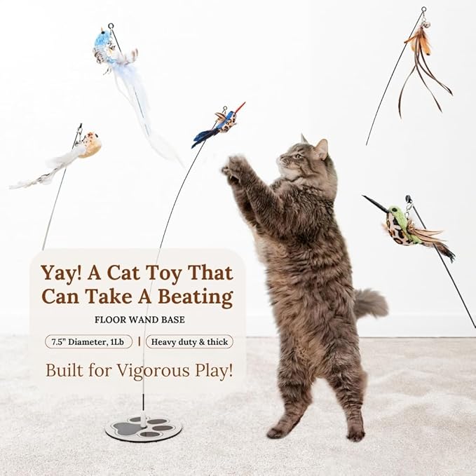 GADGETSOLOGY Interactive Bird Simulation Cat Toy Set Interactive Cat Toys for Indoor Cats Cat Feather Toy 5 Replacement Birds Realistic Feathers & Bells