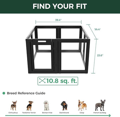 FXW AuraSpace Acrylic Indoor Dog Playpen for Puppies and Small Dogs, 24 Inch, 8 Panels, Black
