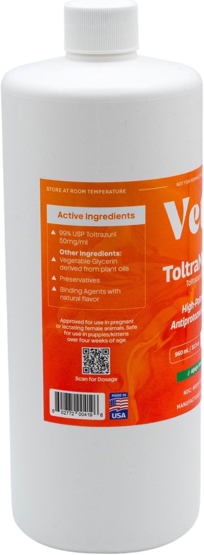 ToltraMax Toltrazuril 5.0% for Horses, Dogs, Cats, 960mL/32.4Ounce, for Non-Food Chain Animals, Alfalfa