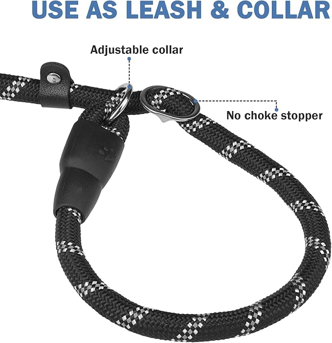 HOMIMP Slip Lead Dog Leash 6 FT - Reflective 4 PCS Bulk Color Heavy Duty Rope Dog Leash for Small Medium Large Dogs Puppy - Soft Long Padded Handle Thick Dog Leashes for Shelter, Vet, Training