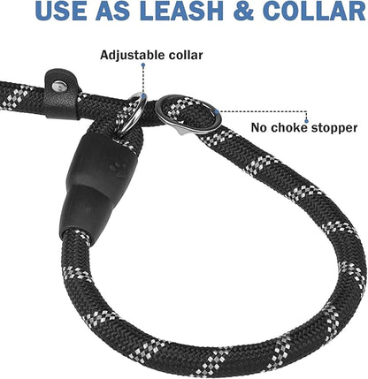 HOMIMP Slip Lead Dog Leash 6 FT - Reflective 4 PCS Bulk Color Heavy Duty Rope Dog Leash for Small Medium Large Dogs Puppy - Soft Long Padded Handle Thick Dog Leashes for Shelter, Vet, Training