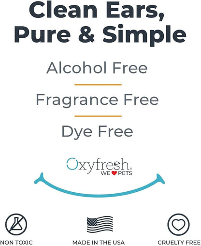 Oxyfresh Advanced Pet Ear Cleaner - Best Dog and Cat Ear Cleaning Solution - Helps with Yeast, Wax, Dirt & Itchy Ear Canal - Cleaning, Soothing, & Sting-Free Dog Ear Wash & Cat Ear Rinse - 8oz