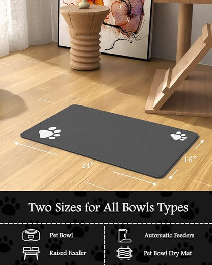 Pet Feeding Mat-Absorbent Dog Mat for Food and Water Bowl-No Stains Quick Dry Water Dispenser Mat-Dog Accessories Pet Supplies-Bowl for Messy Drinkers（Darkgrey,23"x34"