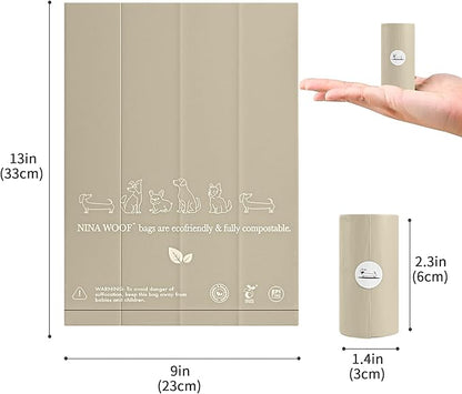 100% Certified Home Compostable and Biodegradable Dog Poop Bags - ASTM D6400 & EN 13432 Compliant Dog Waste Bags – 60 Bags – 4 x Rolls of Plant Based Compostable Poop Bag