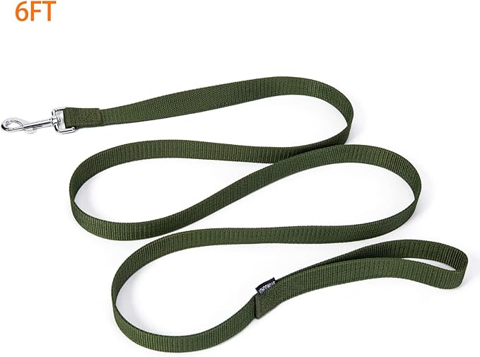 Siumouhoi Strong Durable 6 ft Nylon Dog Training Leash, 1 Inch Wide Traction Rope, for Small and Medium Dog (Military Green, 6 Feet)