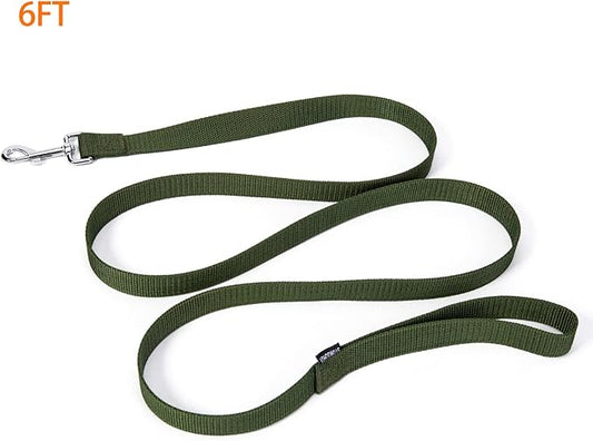 Siumouhoi Strong Durable 6 ft Nylon Dog Training Leash, 1 Inch Wide Traction Rope, for Small and Medium Dog (Military Green, 6 Feet)