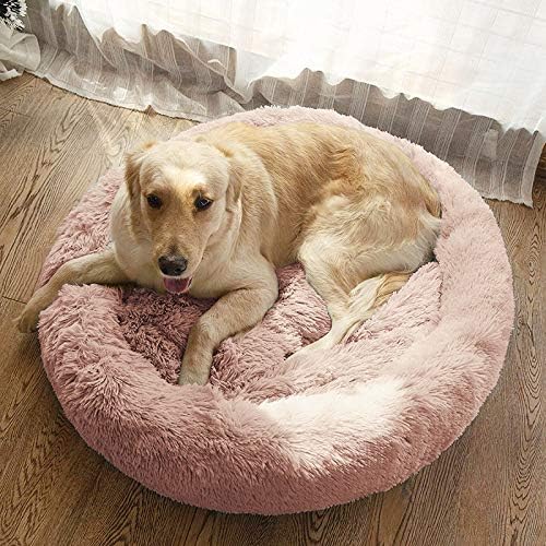 MFOX Calming Dog Bed (S/M/L/XL) for Medium and Large Dogs Comfortable Pet Bed Faux Fur Donut Cuddler Up to 15/30/50/90lbs