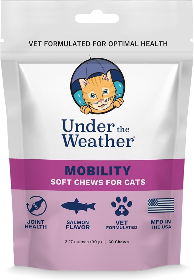 undertheweatherpet Mobility Chews for Cats | Helps in Preventing Joint Issues | for Aging Cats Becoming Less Active | 60 Star Shaped Soft Chews