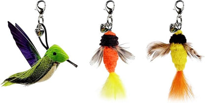 TTcat Cat Wand Toys Replacement Cat Toy Attachments,3 Pcs Hummingbird Insect Feathers Refills for Cat Wands.