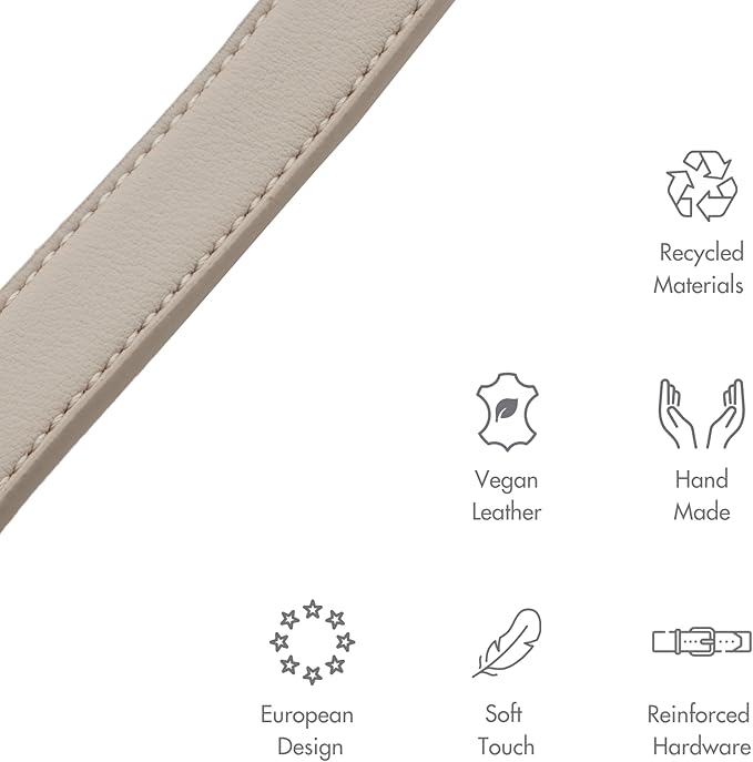 NINA WOOF Leather Dog Leash - Cupertino - Beige Slim Leash with Reinforced Hardware, European Design Soft Dog Collars, Harnesses & Leashes, 4ft