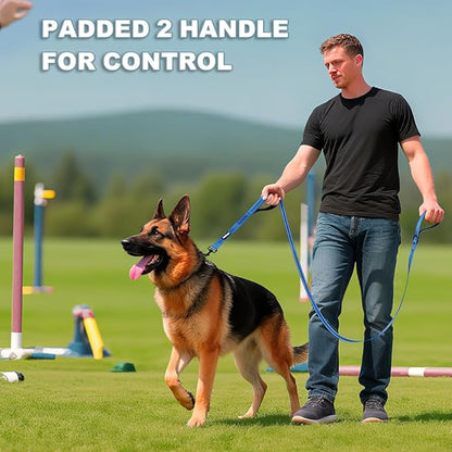 Heavy Duty Double Handle Dog Leash 6 ft Long for Total Control, Padded 2 Handle, Reflective Training Lead for Medium Large Dogs (Navy Blue, 6 FT)