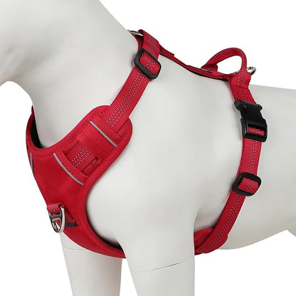 Plutus Pet No Pull Dog Harness, Reflective Adjustable Dog Vest Harness with Handle, Escape Proof, Soft Padded for Small Medium Large Dogs (Red, M)