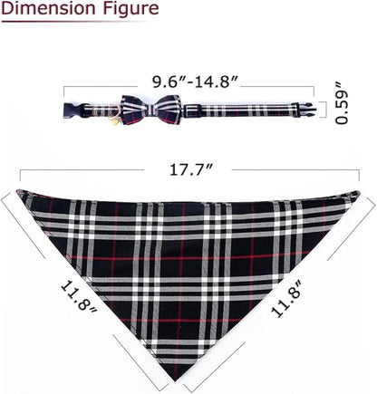Yizepet Dog Collar with Bow Tie- Adjustable pet Collar for Dogs with Plastic Buckle Collar, Stylish Pattern for Small Medium or Large Boy and Girl Dog and Cat