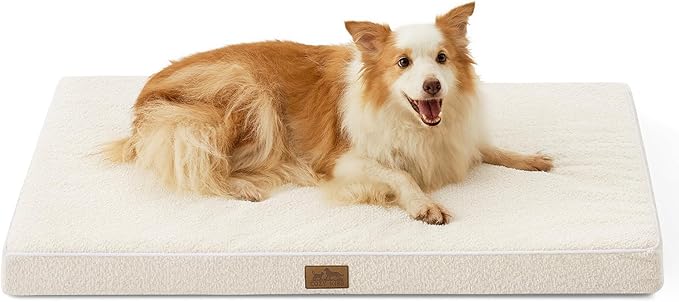 COZY KISS Dog Bed for Extra Large Dogs, Rectangular XL Orthopedic Dog Beds, Foam Anti-Slip Bottom Pet Mat with Washable Removable Cover, Suitable for Pet Up to 100 lbs, 44x32x3 inch, Bed