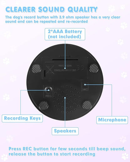 Dog Buttons for Communication, 4 Dog Talking Button Set, Speaking Buttons for Cats and Dogs, 30s Voice Recordable Pet Training Buzzer with Waterproof Dog Activity Mat and 48 Scene Stickers