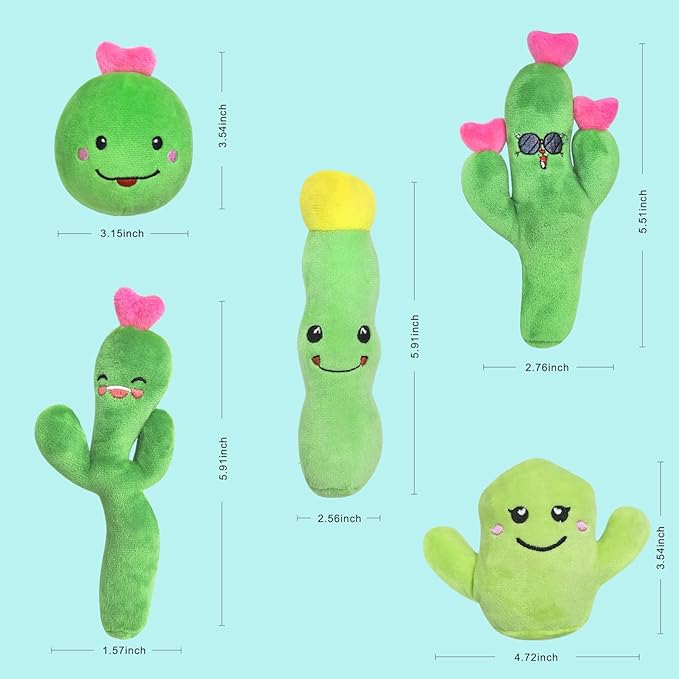 Otunrues Catnip Cat Toys Cactus Crinkly Sound 5 Pack Interactive Chew Kitten Cat Toys for Indoor Cats Exercise Cat nip Toy to Stimulate Play & Reduce Boredom