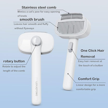 LGYJQTCMG 2-in-1 Pet Deshedding Brush Cat Dematting Comb for Indoor Cats and Dogs Comb for Shedding Long & Short Hair Gentle Massage Grooming Tool Easy to Remove Loose Undercoat,Matted Fur & Tangles