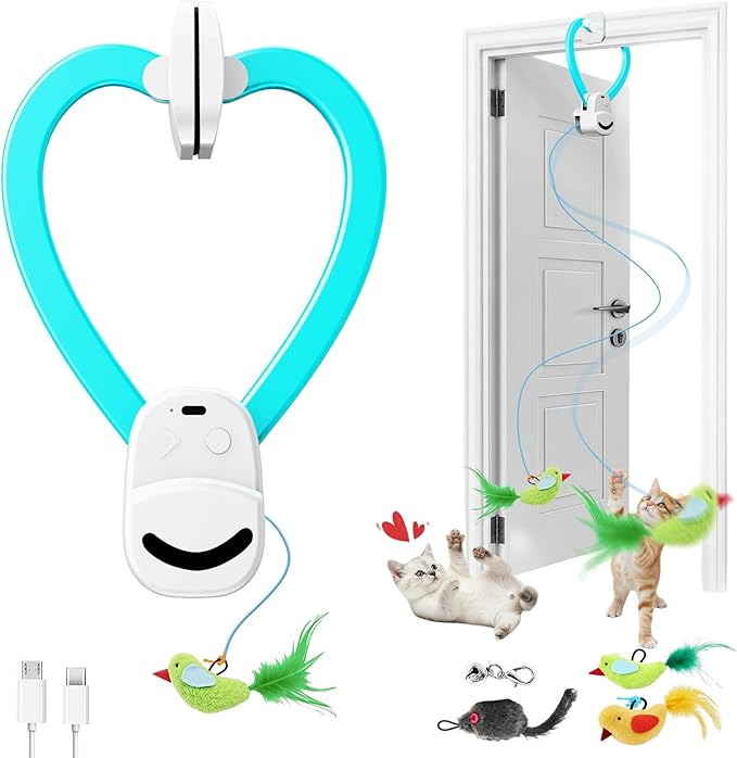 CATPICK Interactive Cat Toys for Indoor Cats Automatic Electric Flying Bird Feather Mouse Toy - Best Kitten & Adult Cat Enrichment Mouse cat Toy Hanging Electric Kitty Toys for Bored Cats