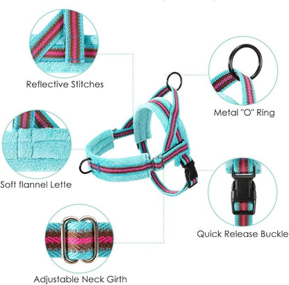 Lukovee No Pull Dog Harness and Leash Set, Soft Padded Small Dog Harness, Neck & Chest Adjustable Reflective Vest Puppy Harness with 4ft Lightweight Anti-Twist Dog Leash for Small Dogs (S, 01-LBL)