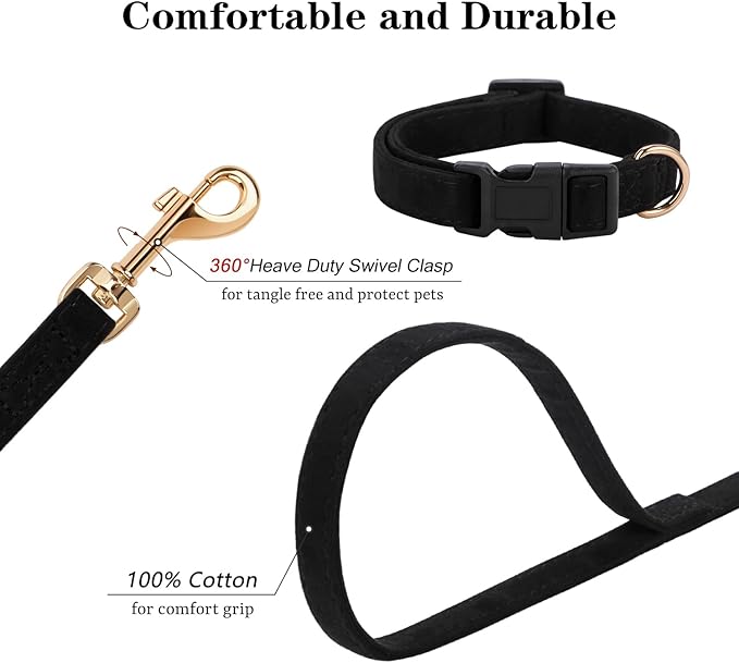 No Pull Dog Harness- Lightweight, Soft, Adjustable Small Harness Collar and Leash Set, Suitable for Cats Puppy Small and Medium-Sized Dog Outdoor Training and Running (Black, S)