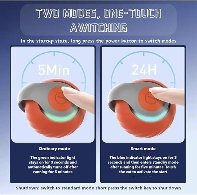 AMATFFUG Speedy Tail 2.0 Cat Toy,Interactive Cat Ball,CatToys for Indoor Cats,Chewie Viral CatBall,Adjustable Sports Rolling Toy,Electric RollingBall Christmas Birthday Gift for Pets.(Orange)