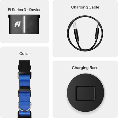 New Fi Series 3+ Smart Dog Tracker Collar [6 Month Membership Included] GPS Tracker for Dogs with Health & Behavior Monitoring, Escape Alerts, Waterproof, LED, Apple Watch Compatible (Blue, X-Small)