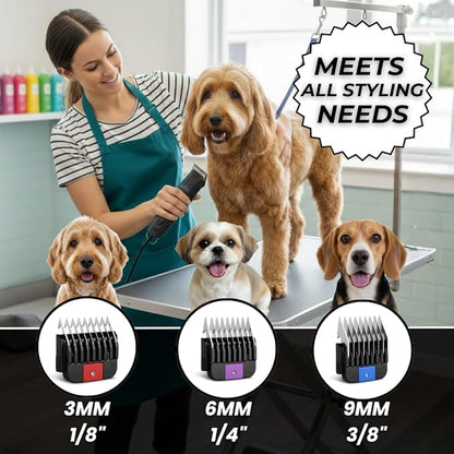 SIMPLYSHEAR Professional Dog Clippers for Grooming | High-Performance 2-Speed Corded Shears for Thick, Curly Coats & Matted Hair | Low-Noise Pet Grooming Kit with Heavy Duty Hair Trimmer, Black
