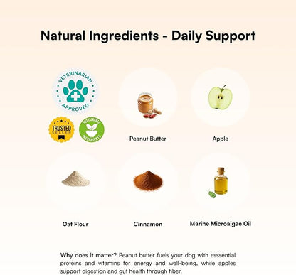 PawCo Dog Treats, Skin & Coat – Supports Skin Barrier & Coat Shine – Crunchy Dog Cookies with Omega-3 & DHA, Peanut Butter & Apple – Functional & Healthy Rewards for Dogs – Magic Cookie – 8.8oz