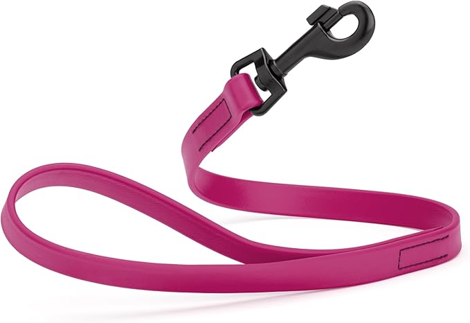 Dogline Biothane Waterproof Dog Leash Strong Coated Nylon Webbing with Black Hardware Odor-Proof Easy to Clean High Performance for Small or Large Dogs Made in USA 2 ft Lead, Magenta Pink