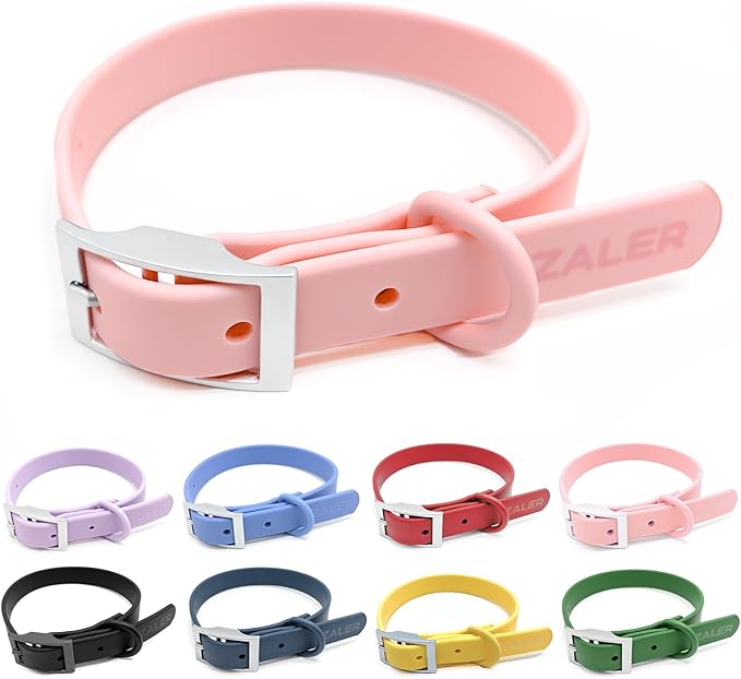 ZALER Waterproof Dog Collar, Adjustable Odor Proof Dog Collars Easy to Clean, Soft Comfortable Pet Collars for Large, Medium Small Dogs (Pink, S(Length:8.6''-12.6''; Width:0.75''))