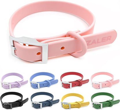 ZALER Waterproof Dog Collar, Adjustable Odor Proof Dog Collars Easy to Clean, Soft Comfortable Pet Collars for Large, Medium Small Dogs (XL, Pink, 1pc)