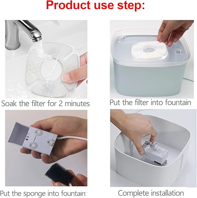 40 Pcs Cat Fountain Replacement Filter, Compatible with Veken 95oz/2.8L Automatic Pet Fountains