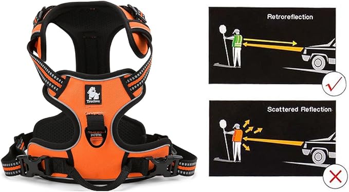 JUXZH Truelove No Pull Dog Harness with Easy Control Handle and 2 Leash Attachments,Reflective Adjustable Pet Vest