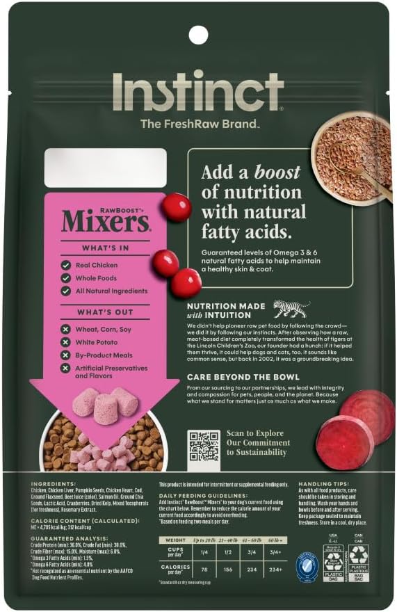 Instinct Raw Boost Mixers Skin & Coat Health Freeze-Dried Dog Food Topper, 5.5 oz. Bag