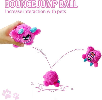 FCCUM Squeaky Plush Dog Ball, Dental Care, Skin-Friendly and Soft and Relieve Stress, Little Monster Plush Ball Toy Suitable for All Breeds (Rose Red, Small)