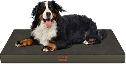 Tail Stories Orthopedic Dog Crate Bed for Extra Large Dogs, XXL Waterproof Comfort Pet Bed with Egg Crate Foam 47x29 Inch, Removable Oxford Cover, Coffee