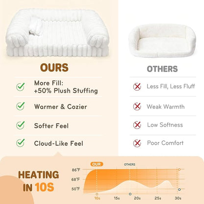 QOKO Cat Bed, Cat Beds for Indoor Cats, Winter Self Warming Pet Sofa Bed, Washable Medium Pet Bed for Puppy and Small to Large Kitten with Anti-Slip Bottom, Fits Up to 65lbs Pets