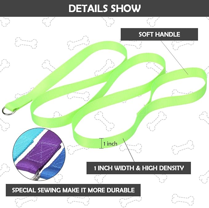 HOMIMP Slip Lead Dog Leash 6 FT- 8 PCS Bulk Colors Kennel Control Leashes for Small Medium Large Dogs Puppy Animal Rescue, Grooming - Heavy Duty Strong Nylon 6 Foot Long for Shelter, Vet, Training