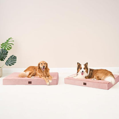 EHEYCIGA Orthopedic Dog Beds for Large Dogs with Removable Washable Cover, Pink, 36x27